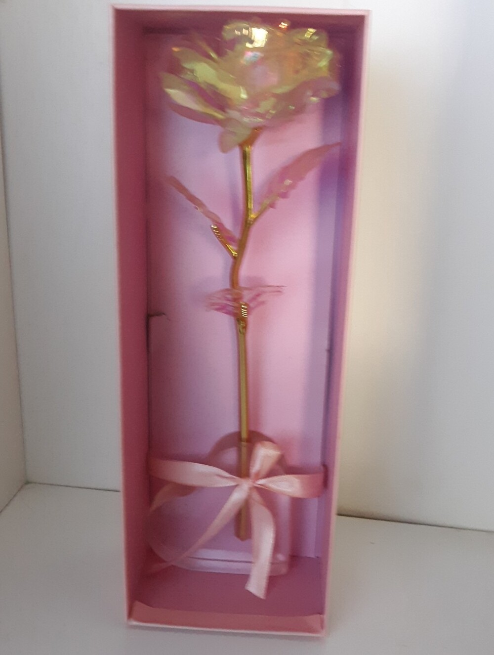 Kirifly Gold Rose Artificial Flower Galaxy Iridescent 24k Style Gift Box 12"